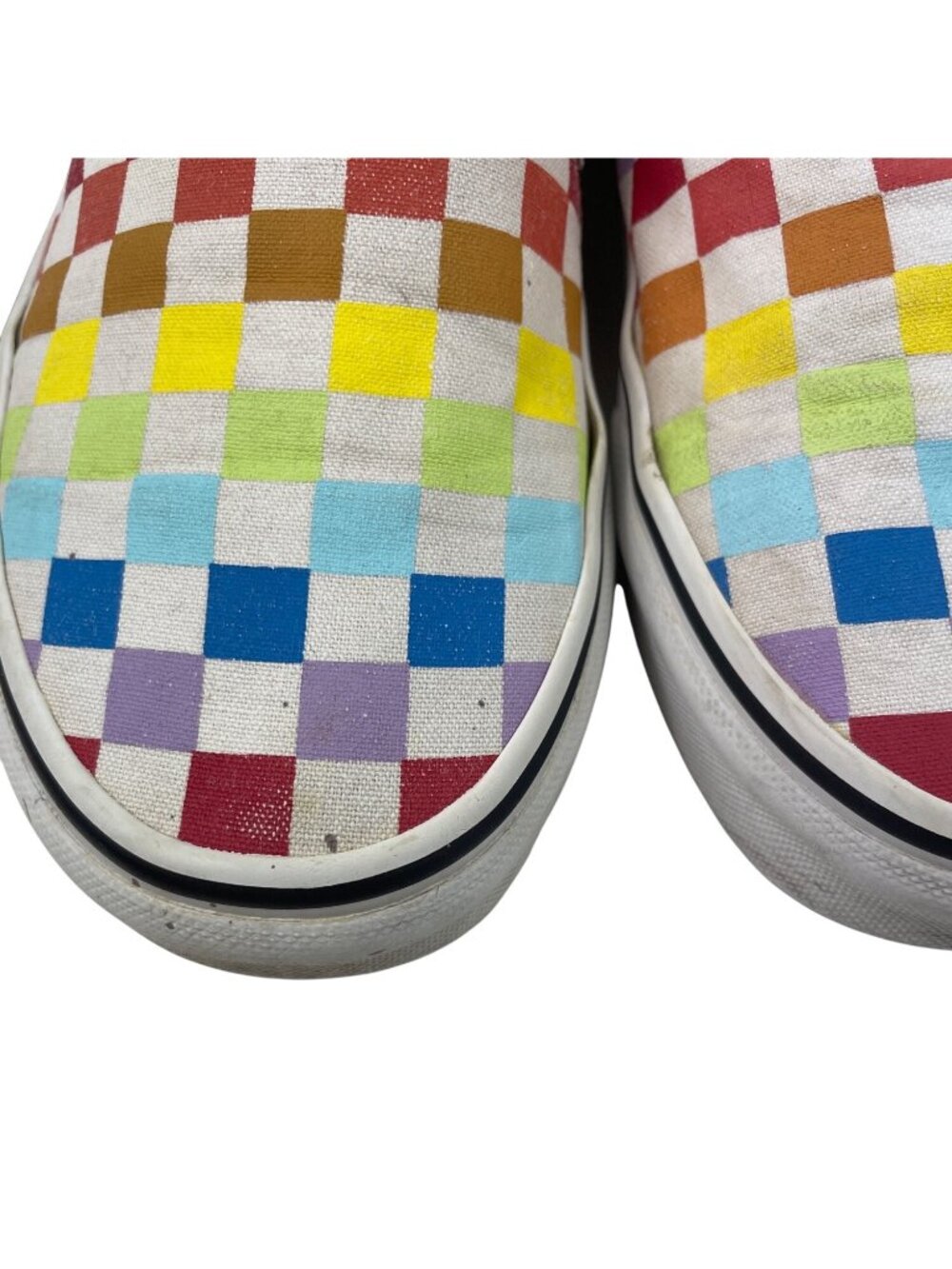 Vans Classic Slip-On Rainbow Checkerboard Sneakers Men 6.5 Women 8 Canvas Shoes - Picture 5 of 11